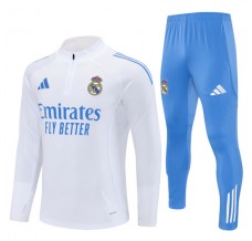 Real Madrid Tute Felpe da Allenamento Bambino 2025/26 - 1-4 Zip Bianco Blu